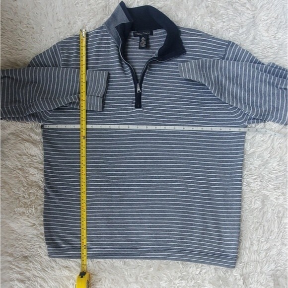 Banana Republic Mens Blue Striped 1/4 Zip Mens Pima Cotton Long Sleeve Sweater - Picture 8 of 10